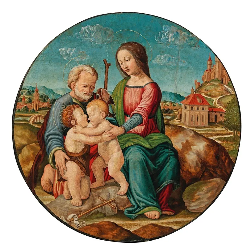 The Holy Family With The Infant Saint John The Baptist 7 Wall Art by Tuscan School - High-Resolution Digital Print