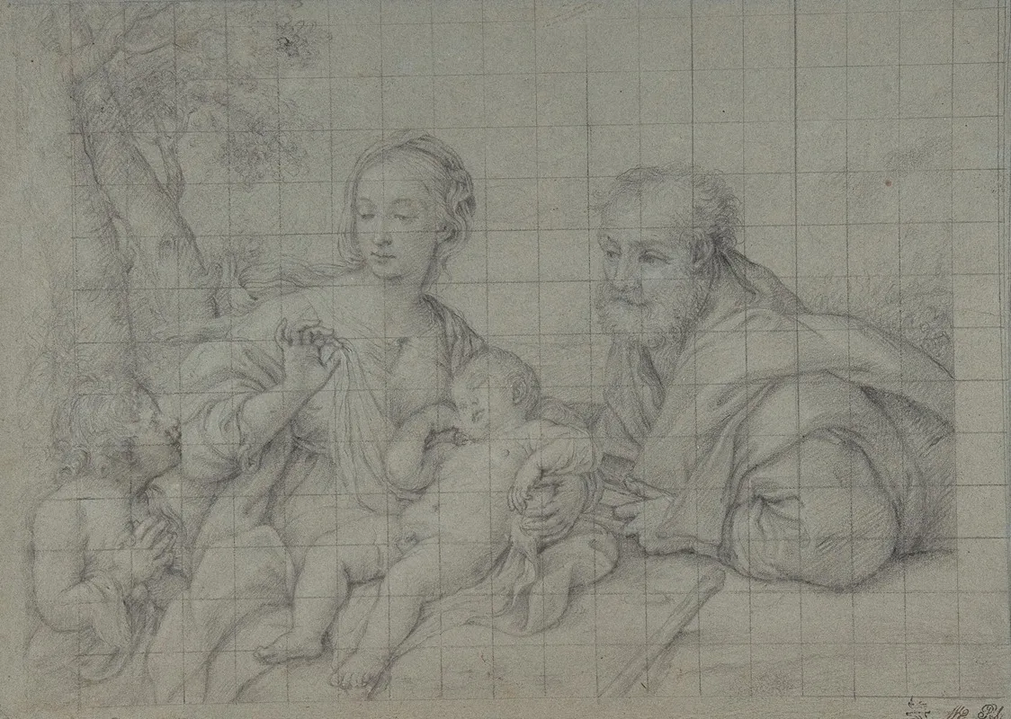 The Holy Family With The Infant Saint John The Baptist 9 Wall Art by Giovanni Battista Salvi da Sassoferrato - High-Resolution Digital Print