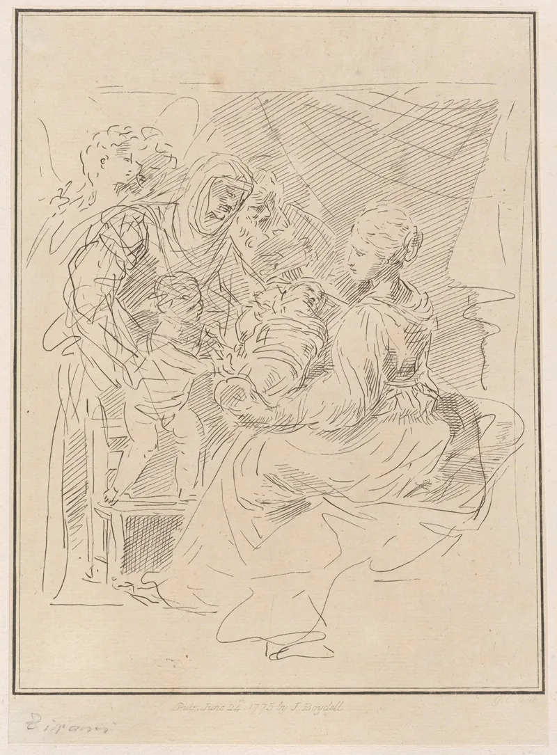The Holy Family With The Infant Saint John The Baptist And Other Saints And Angels Wall Art by Giuseppe Canale - High-Resolution Digital Print