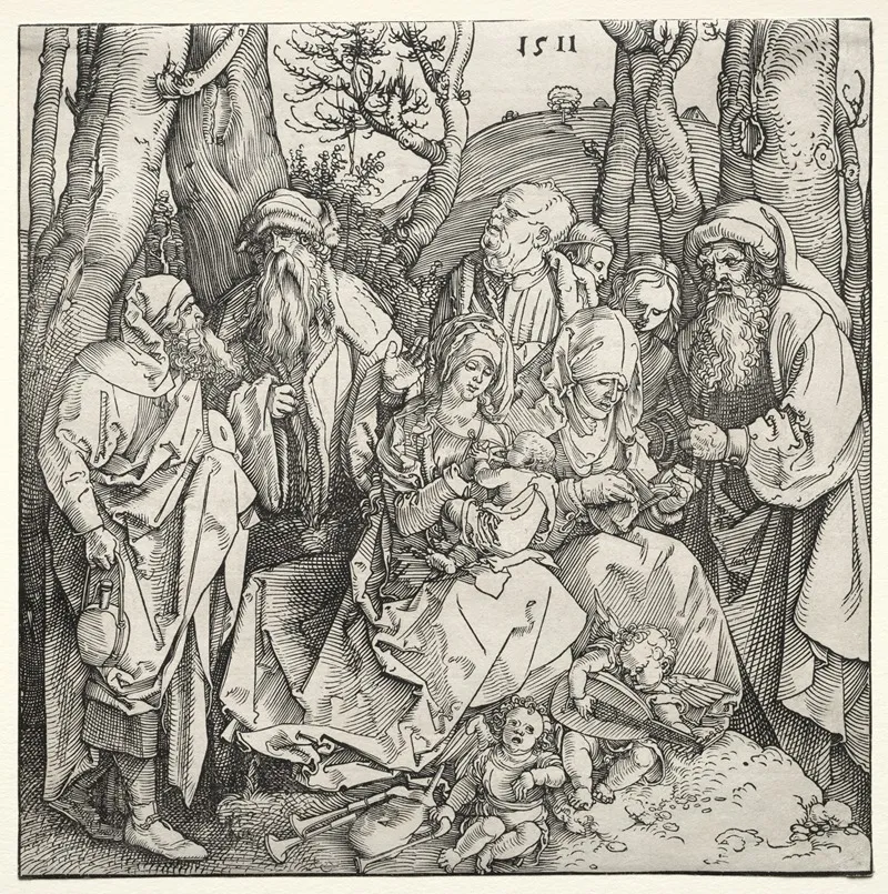 The Holy Family With Two Musician Angels