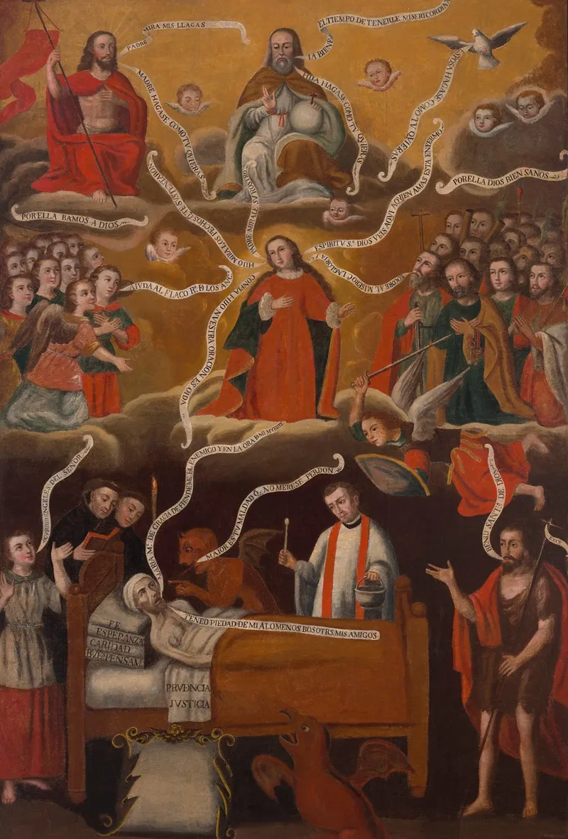 The Holy Trinity Virgin Mary And A Dying Man