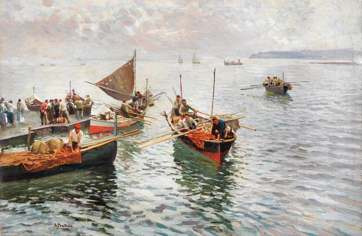 The Homecoming Of The Fishermen 2 Wall Art by Attilio Pratella - High-Resolution Digital Print