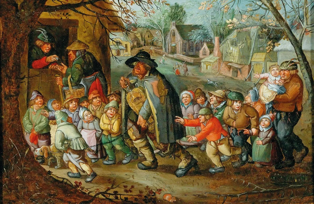 The Hurdy Gurdy Player 2 Wall Art by Antwerp School - High-Resolution Digital Print