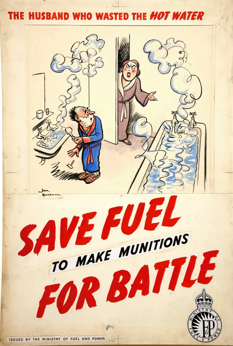 The Husband Who Wasted The Hot Water Save Fuel To Make Munitions For Battle Wall Art by Henry Mayo Bateman - High-Resolution Digital Print