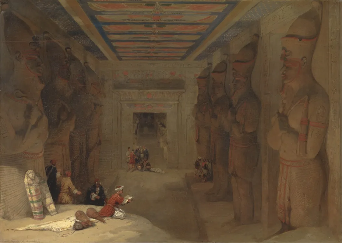 The Hypostyle Hall Of The Great Temple At Abu Simbel Egypt Wall Art by David Roberts - High-Resolution Digital Print