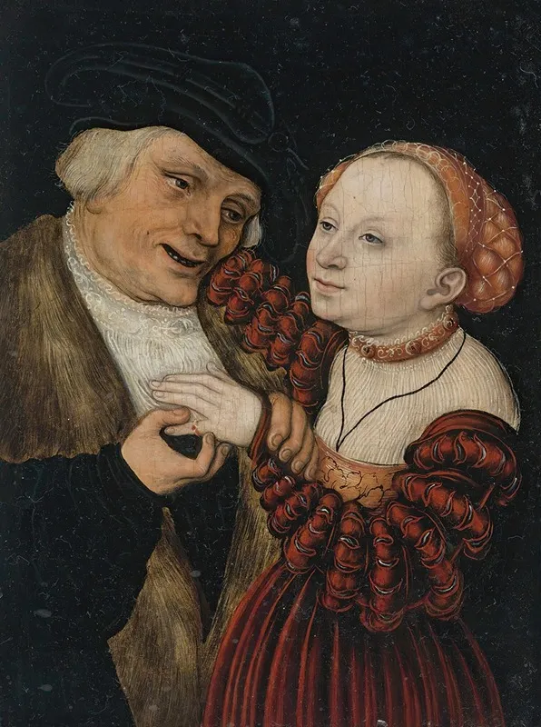 The Ill Matched Lovers Wall Art by Lucas Cranach the Younger - High-Resolution Digital Print