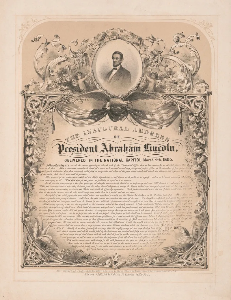 The Inaugural Address Of President Abraham Lincoln Delivered In The National Capitol March 4th 1865 Wall Art by J. Gibson - High-Resolution Digital Print