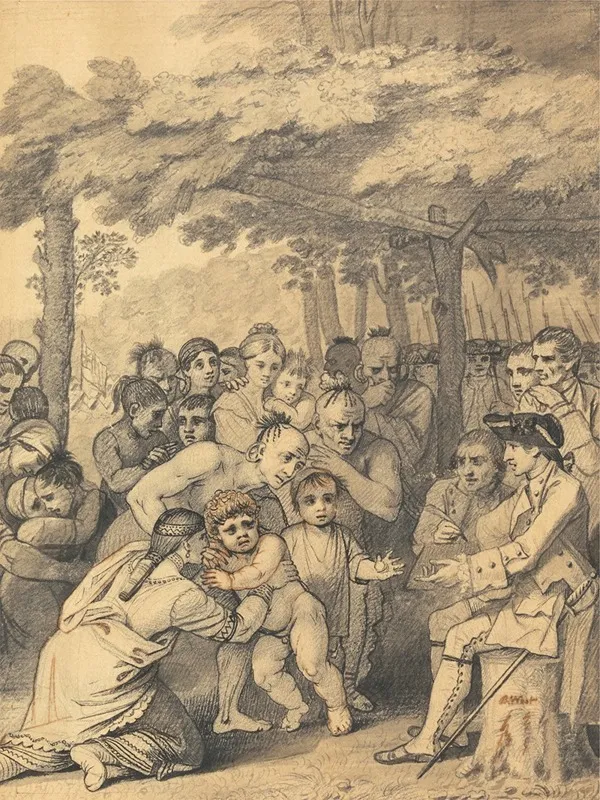 The Indians Delivering Up The English Captives To Colonel Bouquet Near His Camp At The Folks Of Muskingum In North America In November 1764 1765 Wall Art by Benjamin West - High-Resolution Digital Print