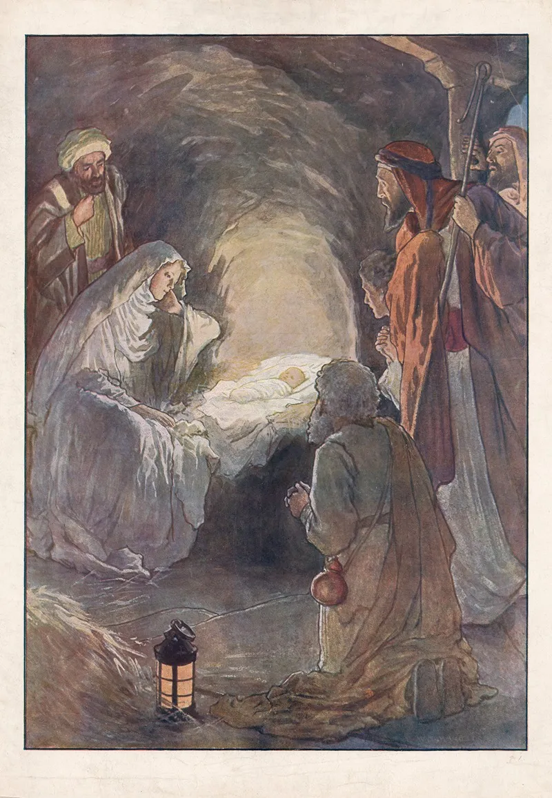 The Infant Jesus And The Sheperds Wall Art by William Henry Margetson - High-Resolution Digital Print