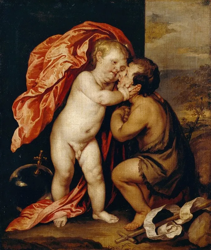 The Infants Christ And Saint John The Baptist Wall Art by Anthony van Dyck - High-Resolution Digital Print