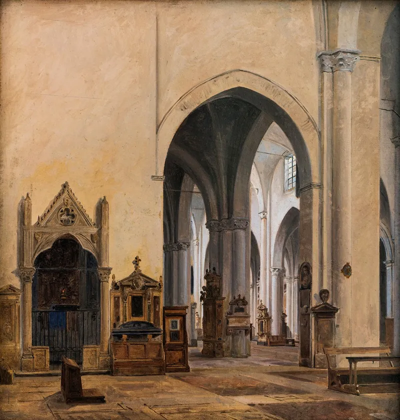 The Interior Of S Maria Sopra Minerva In Rome Wall Art by Constantin Hansen - High-Resolution Digital Print
