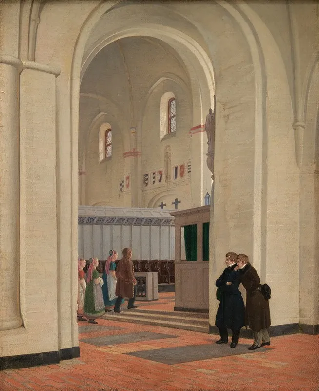 The Interior Of St Bendts Church At Ringsted Wall Art by Constantin Hansen - High-Resolution Digital Print