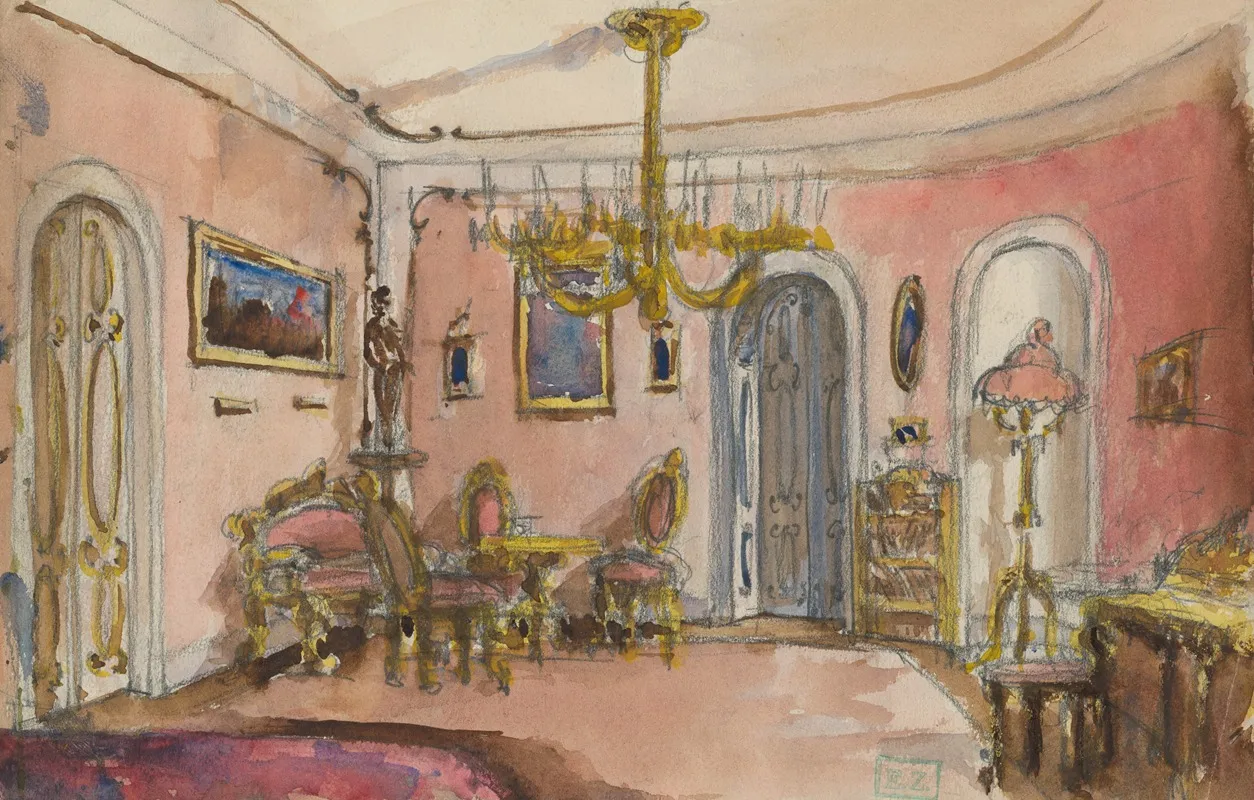 The Interior Of The Aristocratic Residence 2 Wall Art by Vojtech Klimkovič - High-Resolution Digital Print