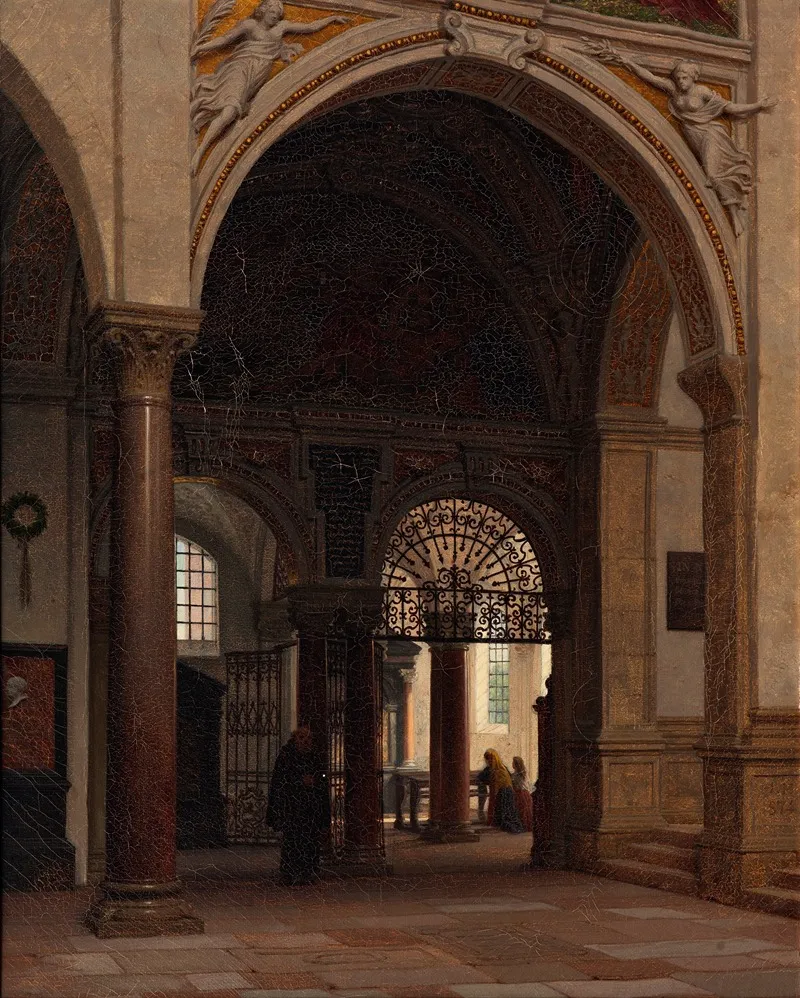 The Interior Of The Church Of Santa Maria Sopra Minerva In Rome Wall Art by Heinrich Hansen - High-Resolution Digital Print