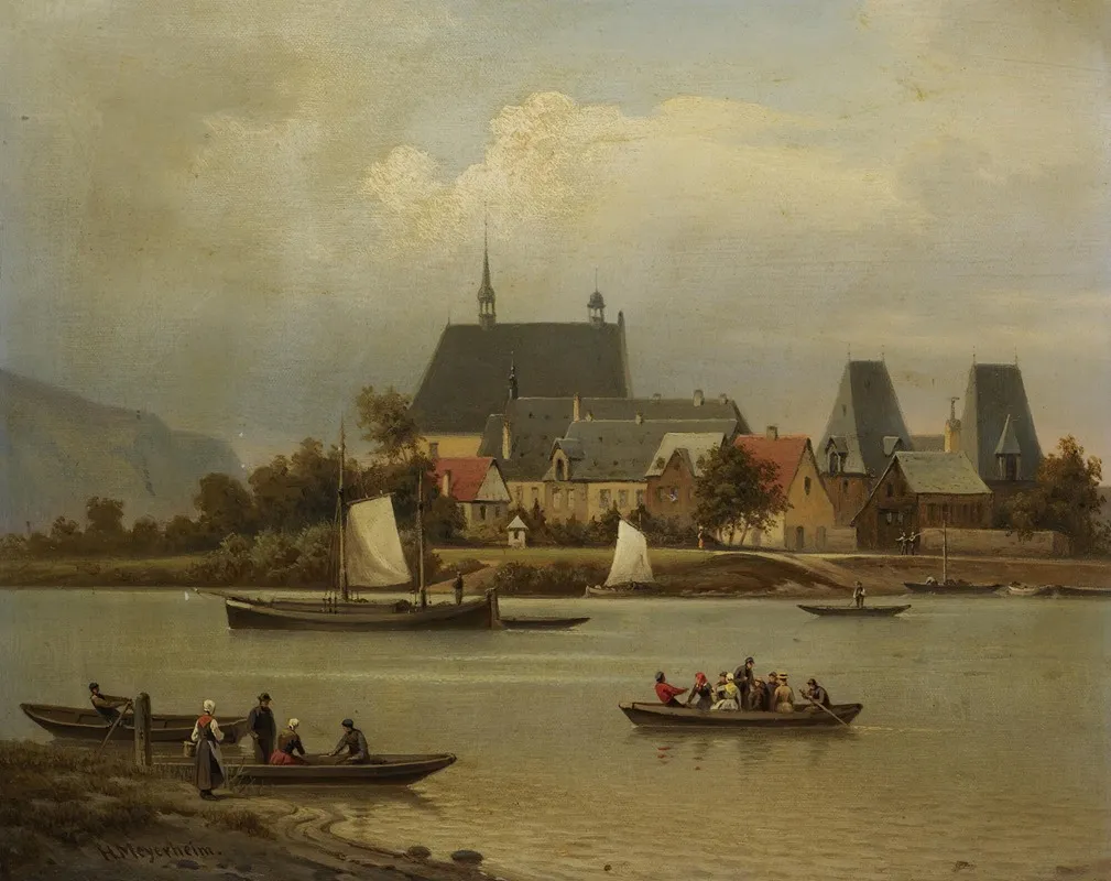 The Island Of Niederwerth On The Rhine Near Koblenz Wall Art by Hermann Meyerheim - High-Resolution Digital Print