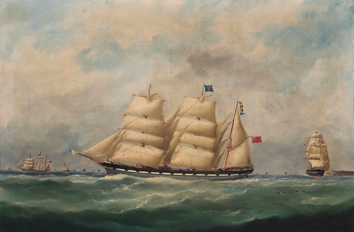 The John Paterson In Three Positions Off Le Havre Wall Art by Marie-Edouard Adam - High-Resolution Digital Print