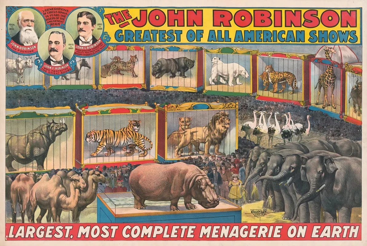 The John Robinson Largest Most Complete Menagerie On Earth Wall Art by Courier Litho. Co. - High-Resolution Digital Print