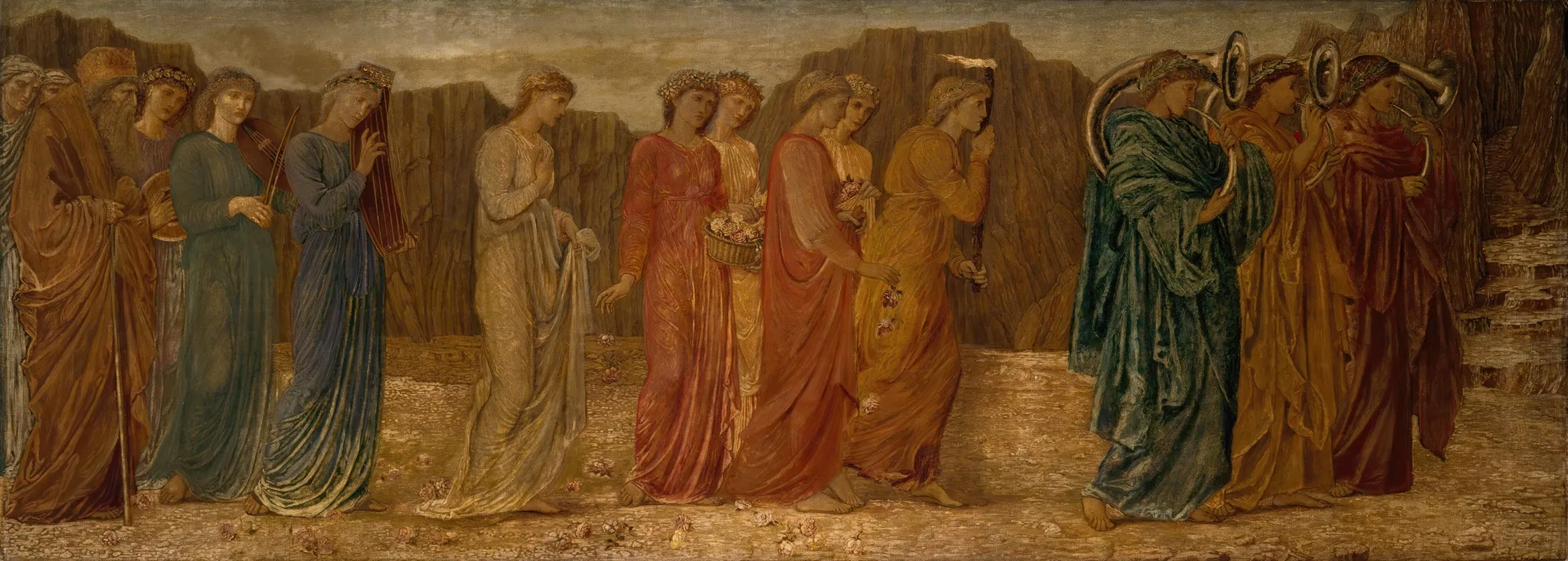 The King And Other Mourners Abandon Psyche To The Monster Wall Art by Sir Edward Coley Burne-Jones - High-Resolution Digital Print
