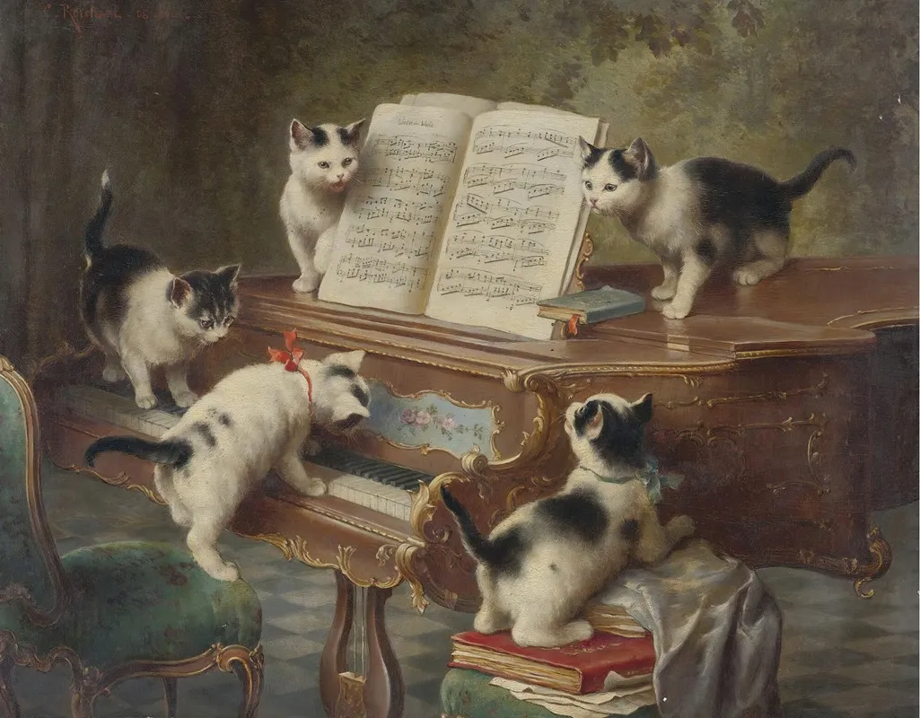 The Kittens Recital Wall Art by Carl Reichert - High-Resolution Digital Print