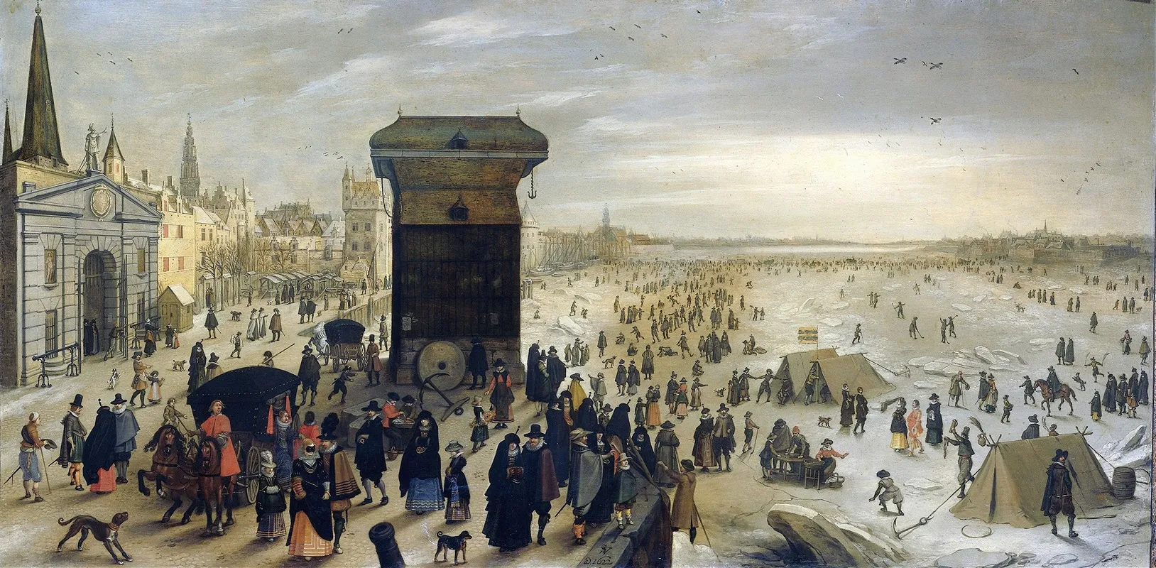 The Kranenhoofd On The Scheldt Antwerp Winter Pastime On The Scheldt In Antwerp Wall Art by Sebastian Vrancx - High-Resolution Digital Print