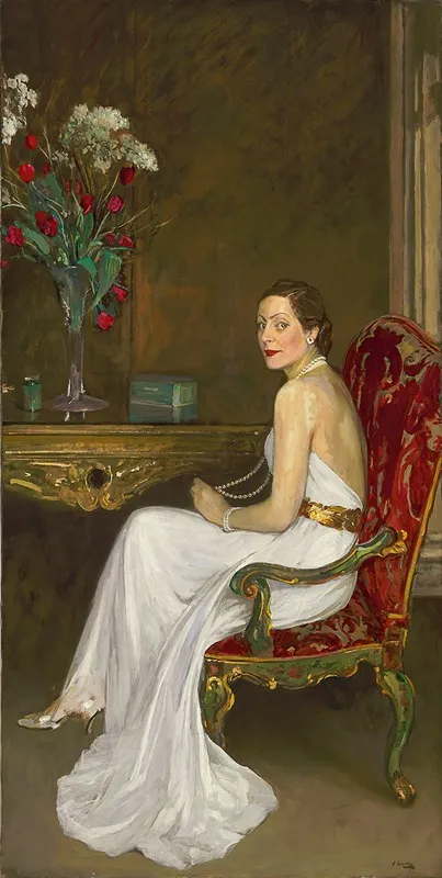 The Lady In White Viscountess Wimborne Wall Art by Sir John Lavery - High-Resolution Digital Print