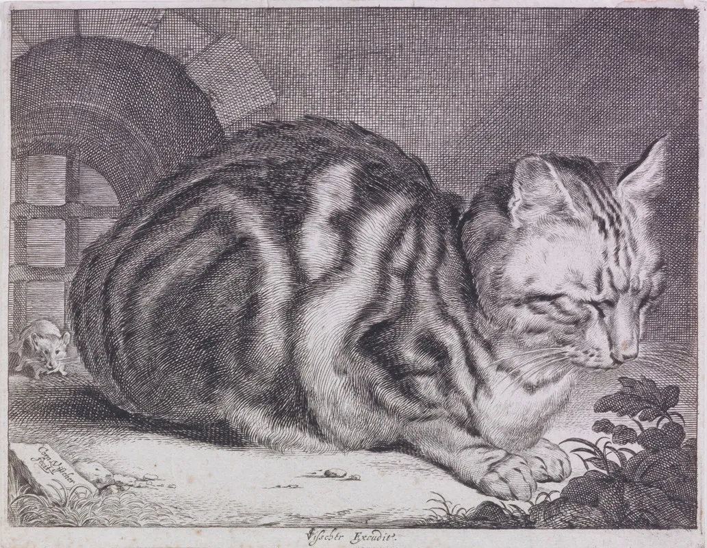The Large Cat Wall Art by Cornelis de Visscher - High-Resolution Digital Print