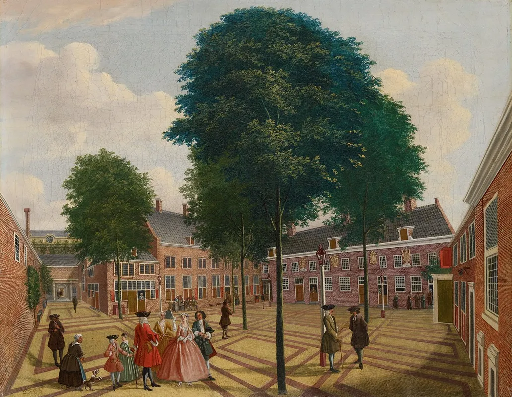 The Large Courtyard Of The Leper House Wall Art by Louis Chalon - High-Resolution Digital Print