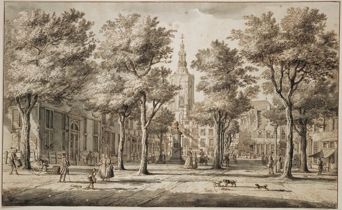 The Large Marketplace In The Hague Wall Art by Paulus Constantijn la Fargue - High-Resolution Digital Print