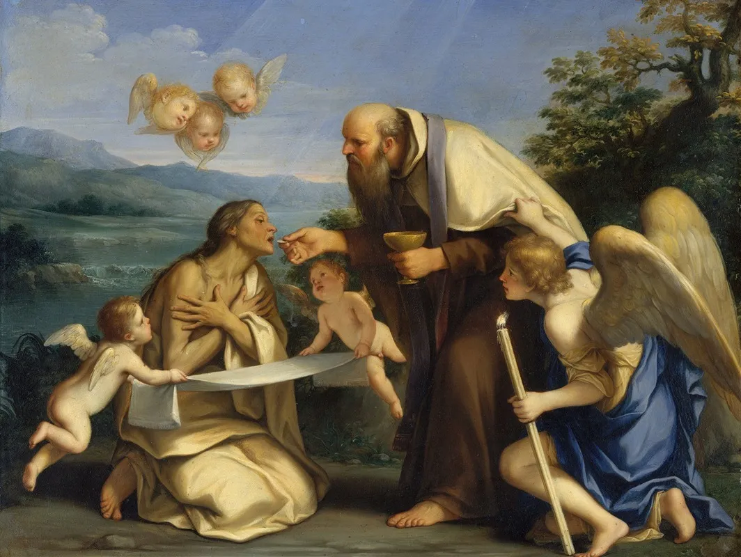 The Last Communion Of Saint Mary Of Egypt Wall Art by Marcantonio Franceschini - High-Resolution Digital Print
