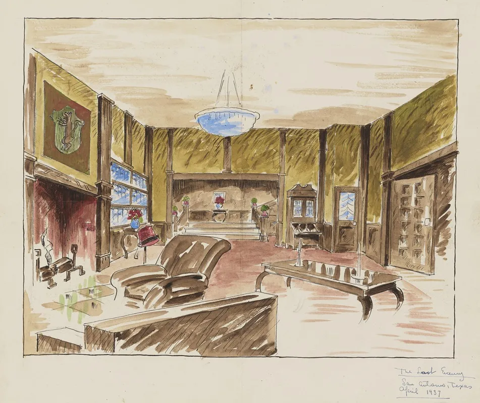 The Last Enemy Sketch No 1 Domestic Interior Wall Art by Stanford MacNider - High-Resolution Digital Print
