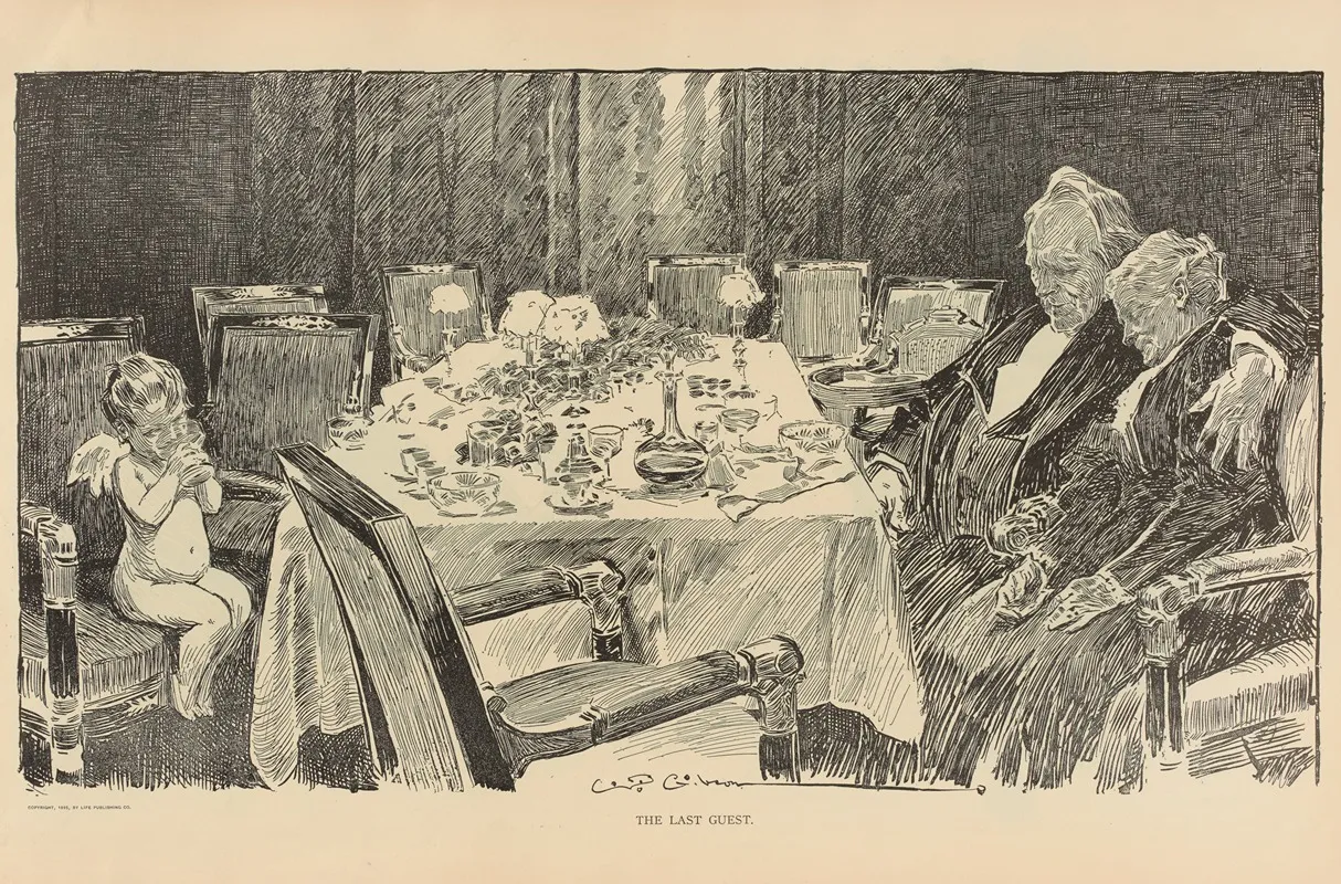 The Last Guest 2 Wall Art by Charles Dana Gibson - High-Resolution Digital Print
