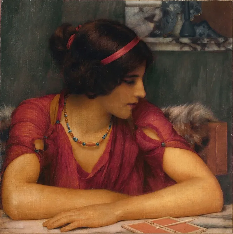 The Letter A Classical Maiden Wall Art by John William Godward - High-Resolution Digital Print
