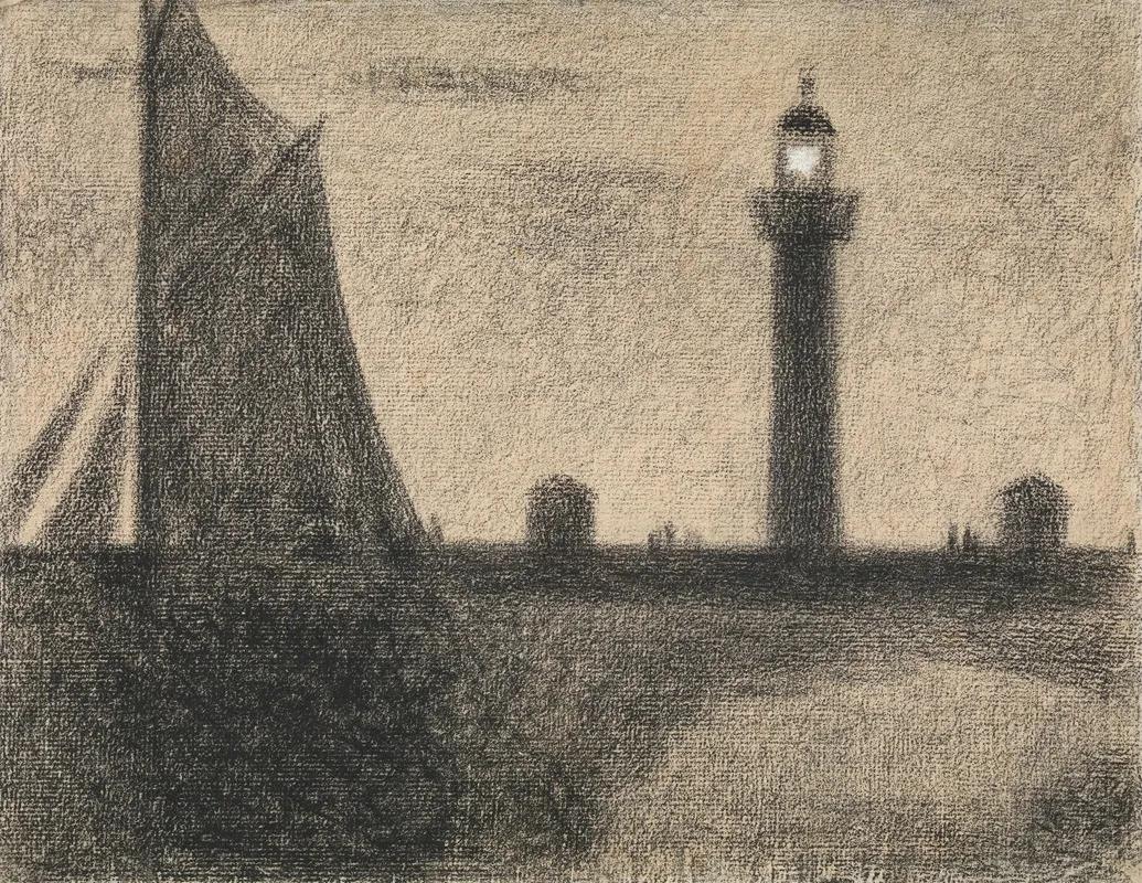 The Lighthouse At Honfleur 3 Wall Art by Georges Seurat - High-Resolution Digital Print