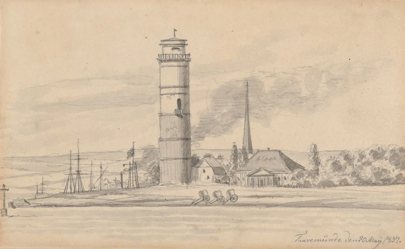 The Lighthouse Of Travemunde Seen From The South