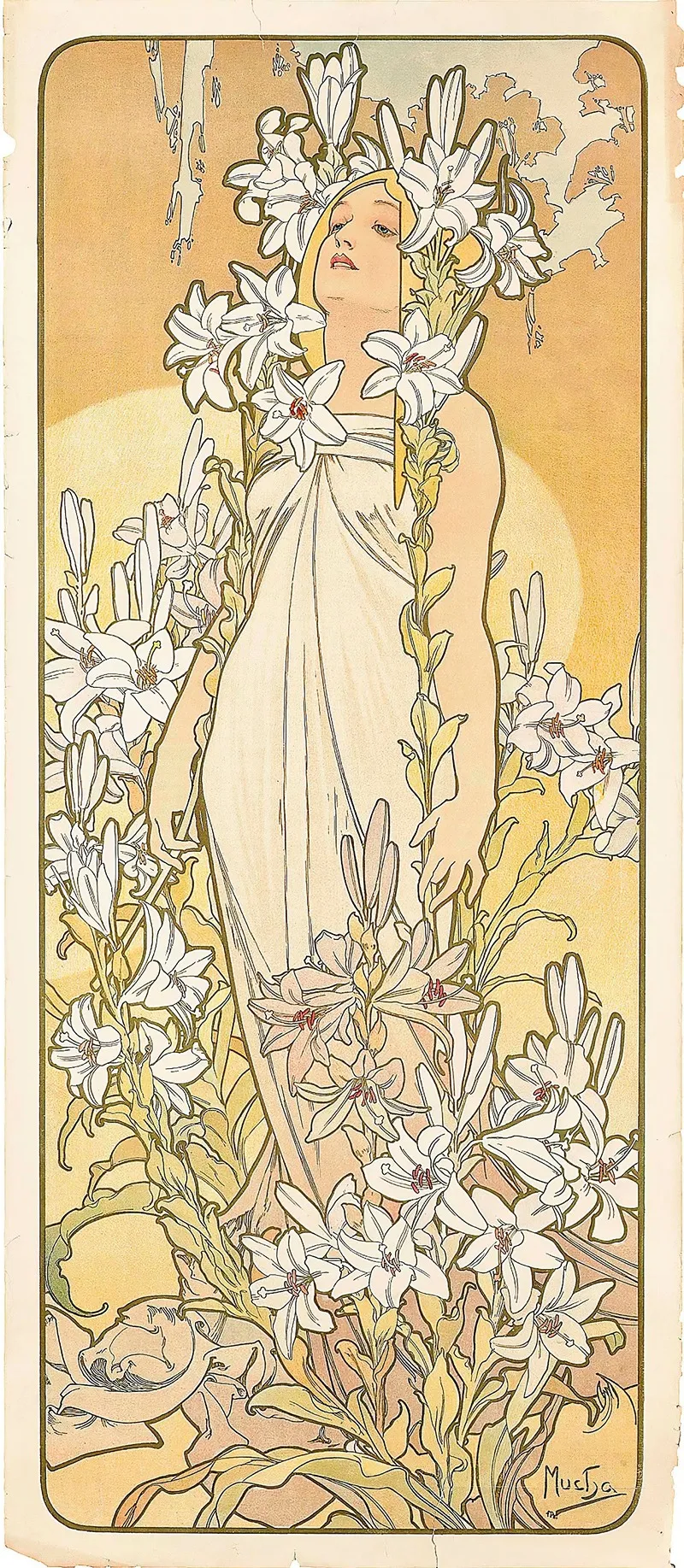 The Lily Wall Art by Alphonse Mucha - High-Resolution Digital Print