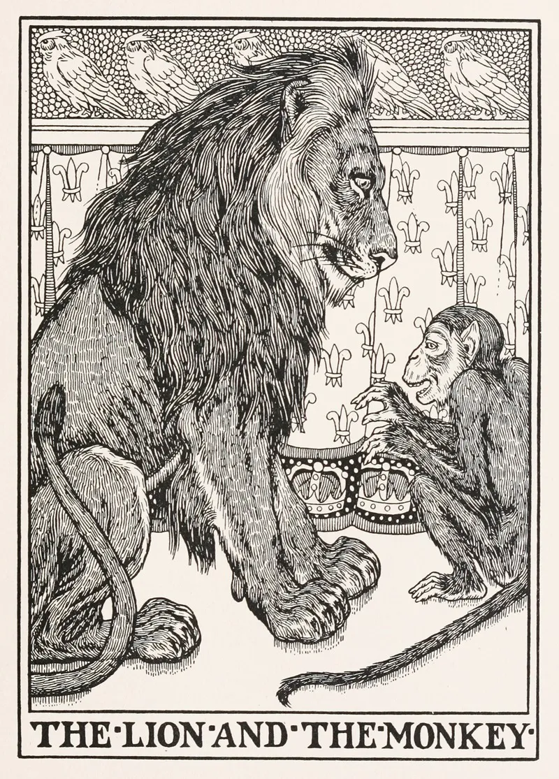 The Lion And The Monkey Wall Art by Percy J. Billinghurst - High-Resolution Digital Print