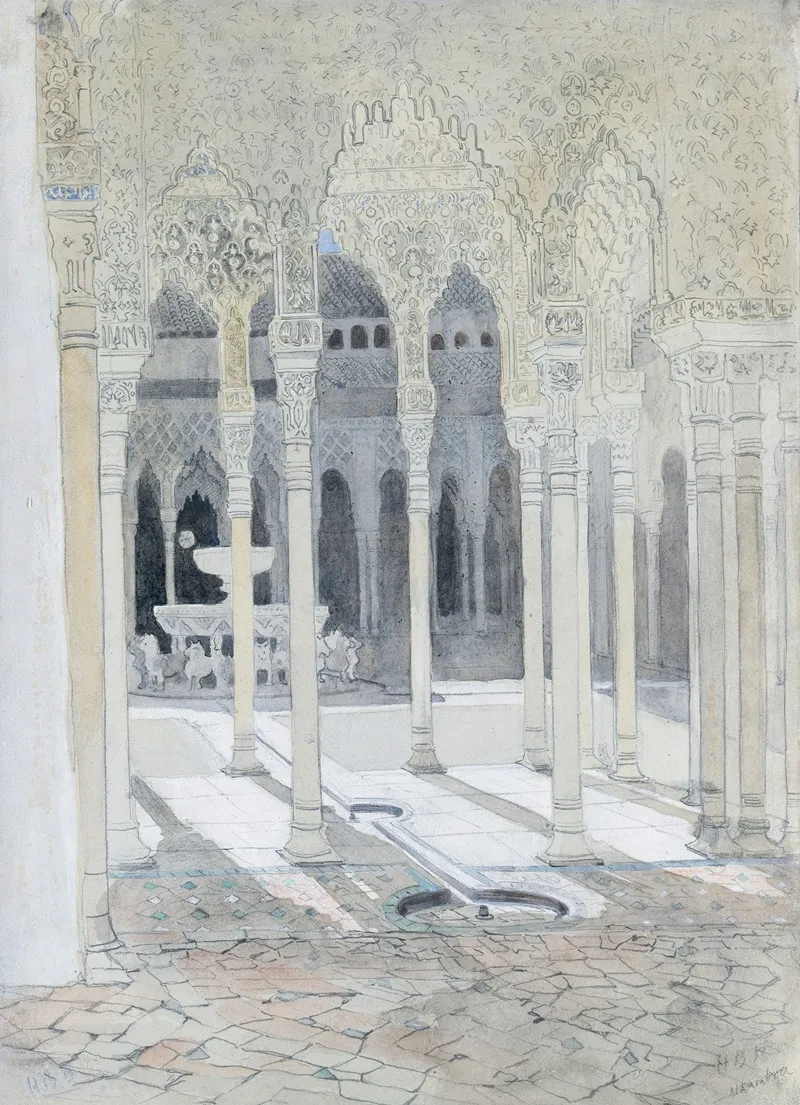 The Lion Courtyard The Alhambra Granada Spain Wall Art by Hercules Brabazon Brabazon - High-Resolution Digital Print