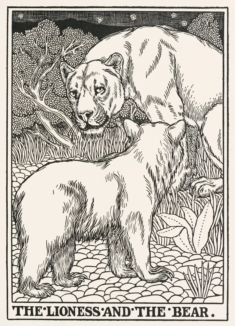 The Lioness And The Bear Wall Art by Percy J. Billinghurst - High-Resolution Digital Print