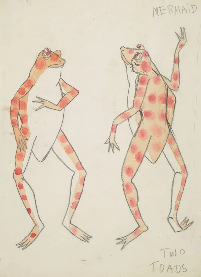 The Little Mermaid Two Toads Peach With Red Spots Wall Art by Robert Byrne - High-Resolution Digital Print