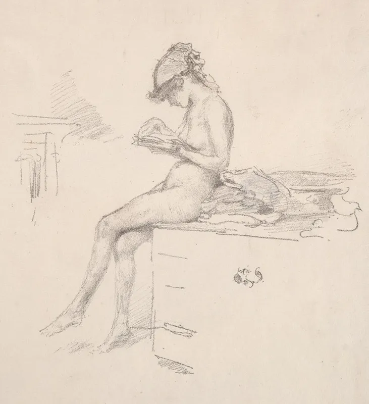 The Little Nude Model Reading 2 Wall Art by James Abbott McNeill Whistler - High-Resolution Digital Print