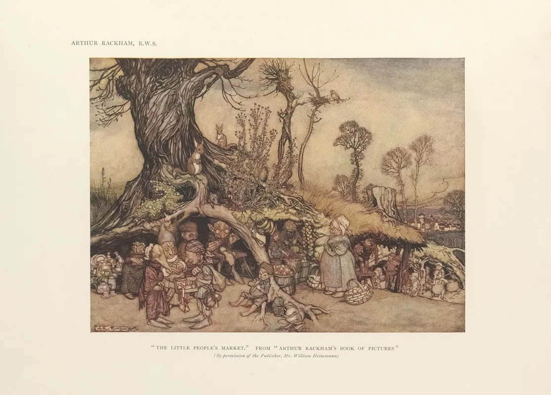The Little Peoples Market Arthur Rackhams Book Of Pictures Wall Art by Arthur Rackham - High-Resolution Digital Print