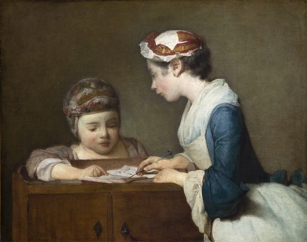 The Little Schoolmistress Wall Art by Jean Siméon Chardin - High-Resolution Digital Print