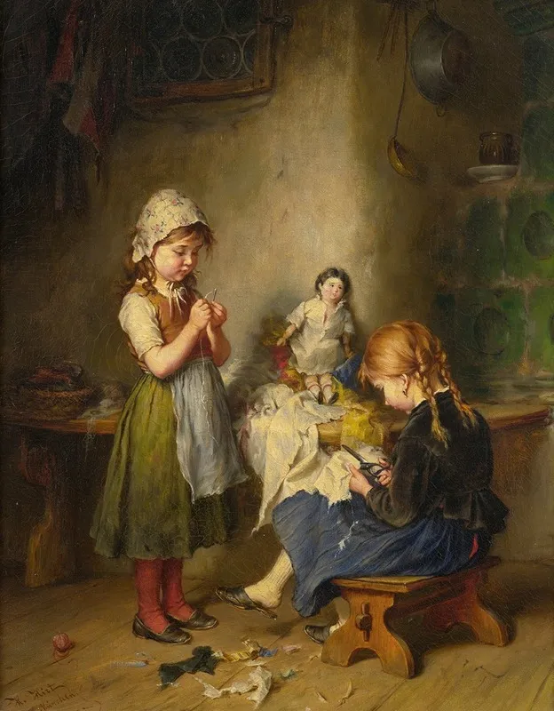 The Little Seamstress Wall Art by Heinrich Hirt - High-Resolution Digital Print
