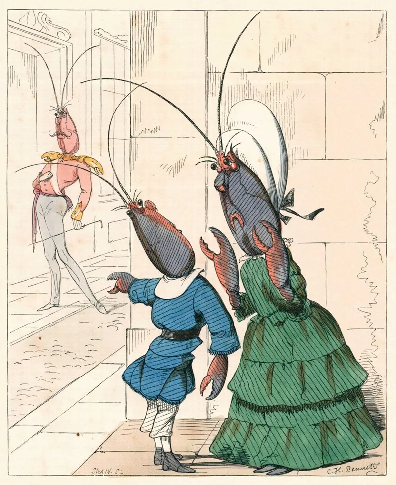The Lobster And His Mother Wall Art by Charles Henry Bennett - High-Resolution Digital Print