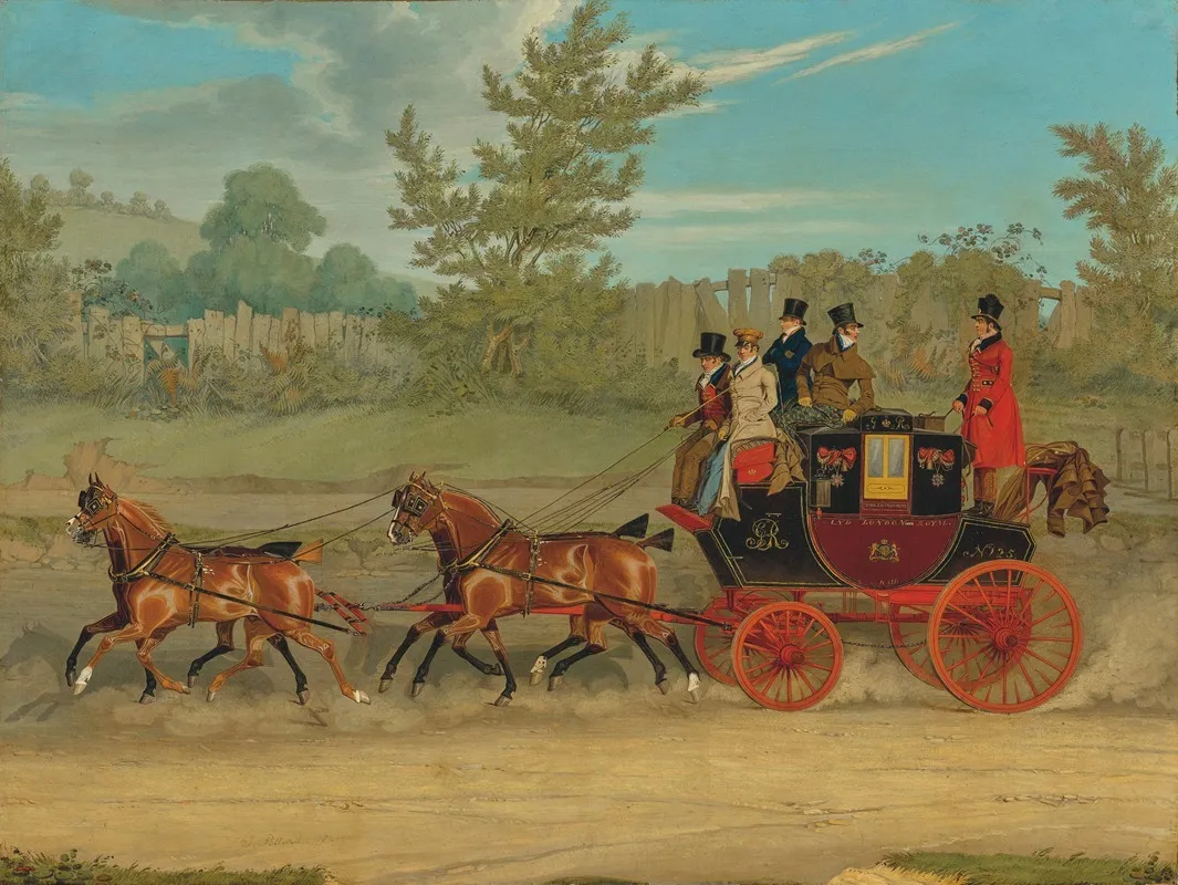 The London Edinburgh Royal Mail Coach Setting A Brisk Pace On A Summer Day Wall Art by James Pollard - High-Resolution Digital Print