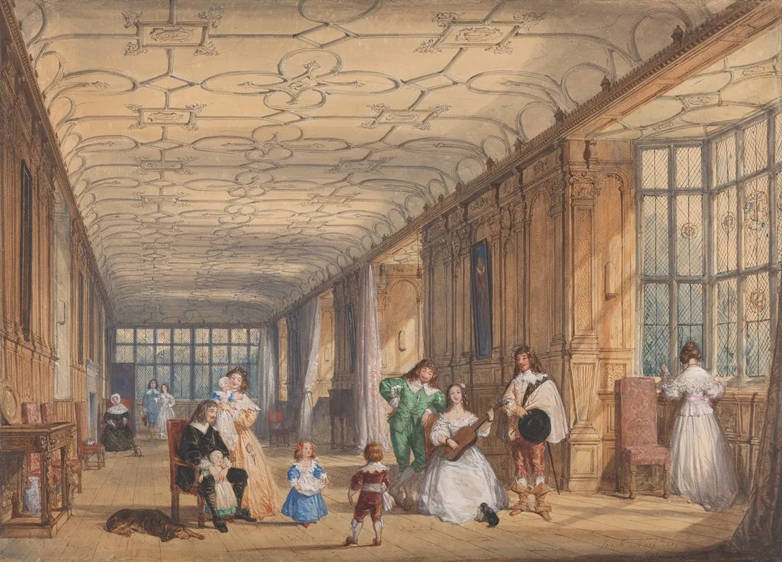 The Long Gallery Haddon Hall Derbyshire Wall Art by Joseph Nash - High-Resolution Digital Print
