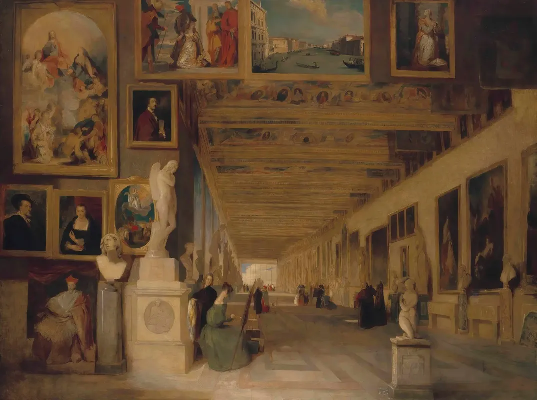 The Long Gallery Of The Uffizi Florence Wall Art by John Scarlett Davis - High-Resolution Digital Print