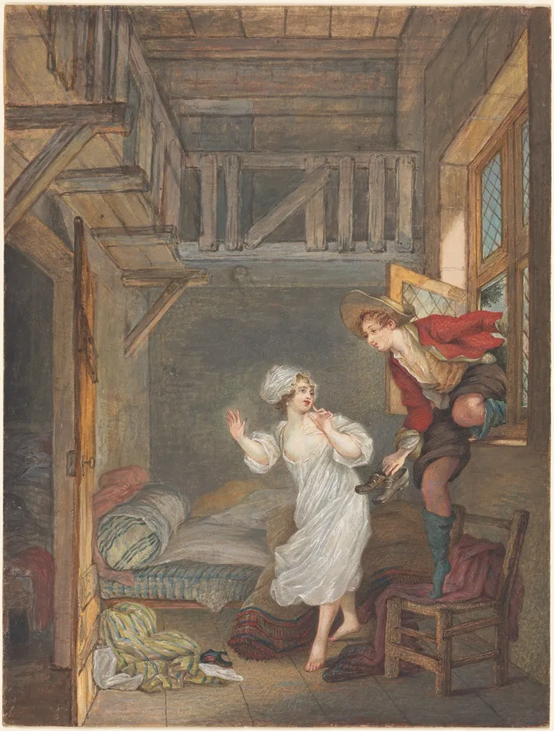 The Lovers Visit Wall Art by Pierre-Antoine Baudouin - High-Resolution Digital Print