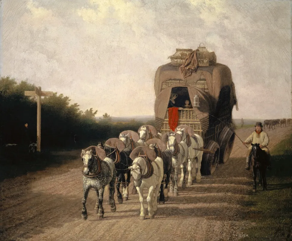 The Ludlow Carrier Coach Wall Art by Jacques-Laurent Agasse - High-Resolution Digital Print