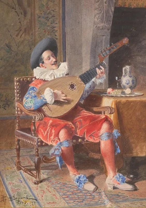 The Lute Player 9 Wall Art by Bernard Louis Borione - High-Resolution Digital Print